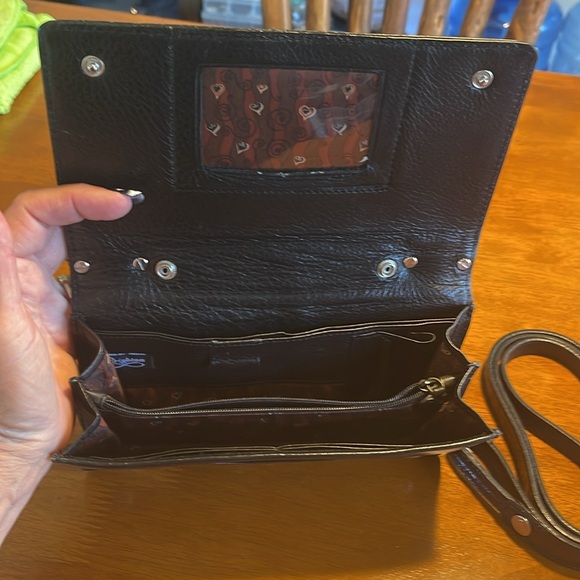 Brighton Vintage Wallet Clutch Hand Bag Crossbody Leather Silver Hardware - Picture 12 of 16